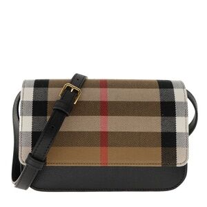 Burberry Madison House Check Crossbody Bag Black Leather New